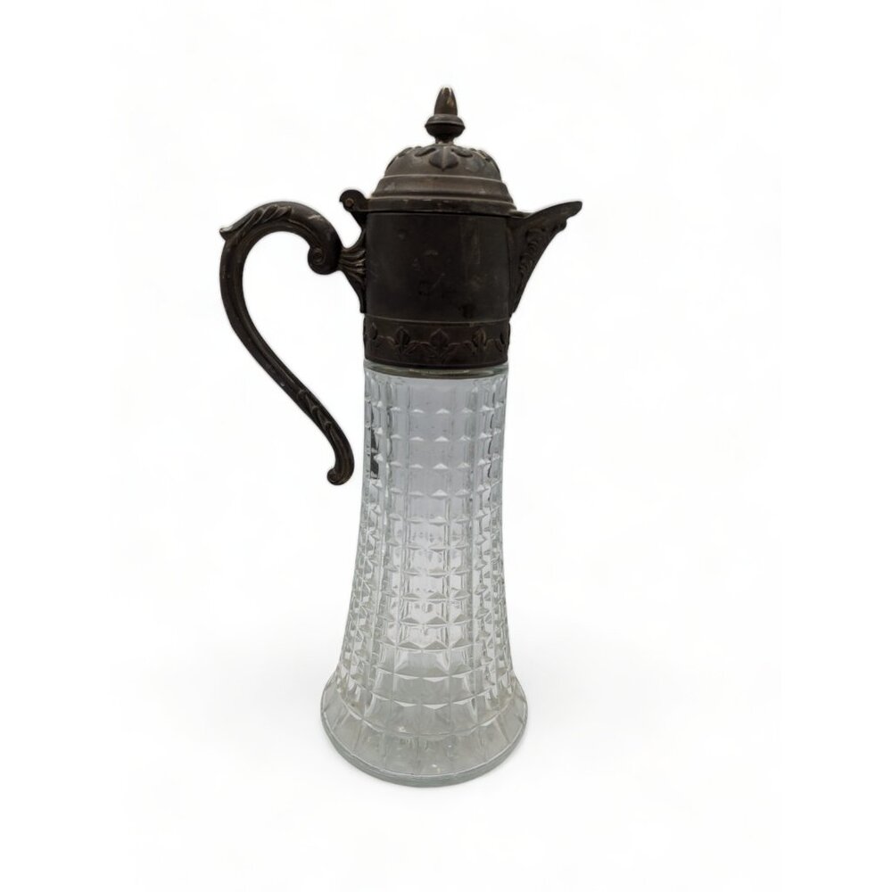 Vintage Primrose Italy Silver Plate Cut Crystal Wine Pitcher - Picture 2 of 12